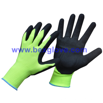 13 Gauge Fluores Polyester, Nitrile Coating, Sandy Finish Safety Gants